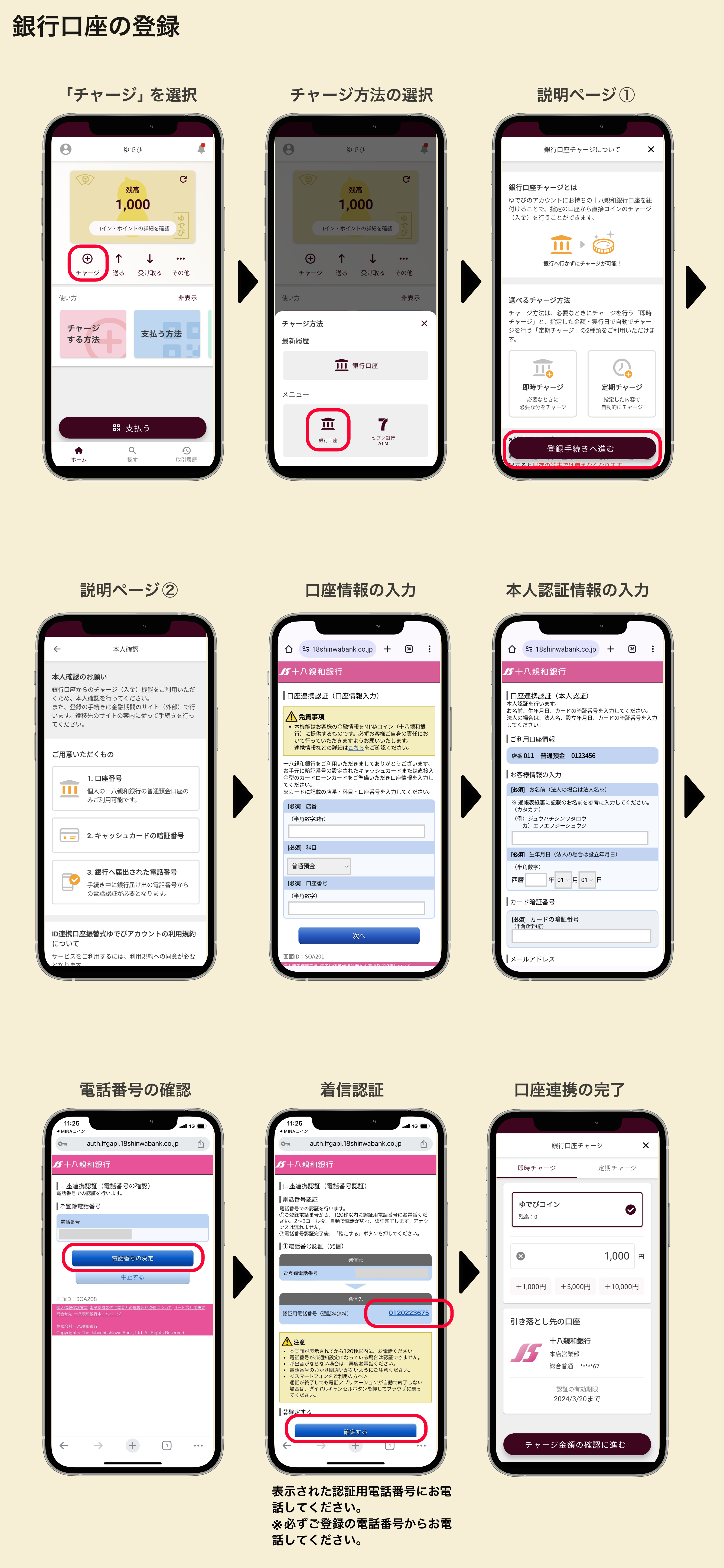 ゆでぴ銀行口座チャージ 